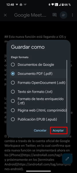 Cómo convertir un archivo de Word en PDF con tu móvil Android sin instalar apps de terceros