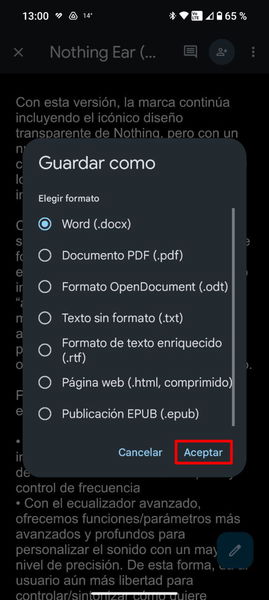 Cómo convertir un archivo de Word en PDF con tu móvil Android sin instalar apps de terceros