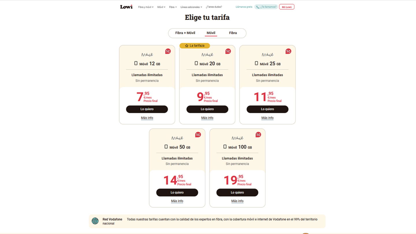 Lowi aumenta los gigas de sus tarifas móviles sin subir precios