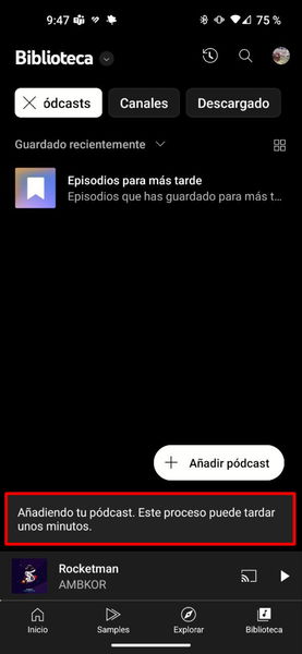 YouTube Music ya permite añadir podcast a través de un feed RSS