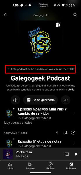 YouTube Music ya permite añadir podcast a través de un feed RSS