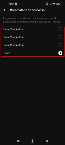 Cómo activar el recordatorio de tiempo en Threads