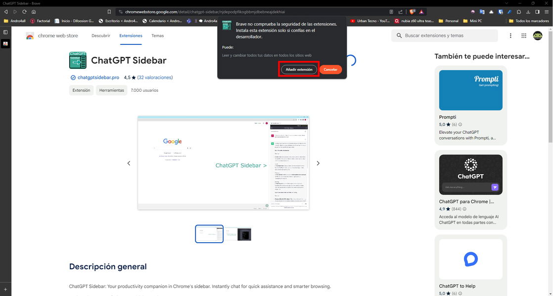 Cómo tener una barra lateral de ChatGPT en Google Chrome para acceder al chatbot de IA en cualquier momento