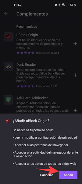 Mozilla Firefox para Android ya incluye soporte para más de 450 extensiones: así puedes instalarlas