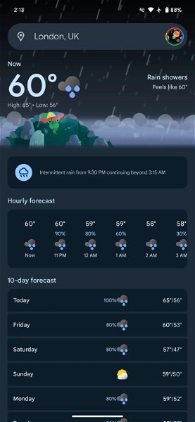Nuevo diseño de Google Weather