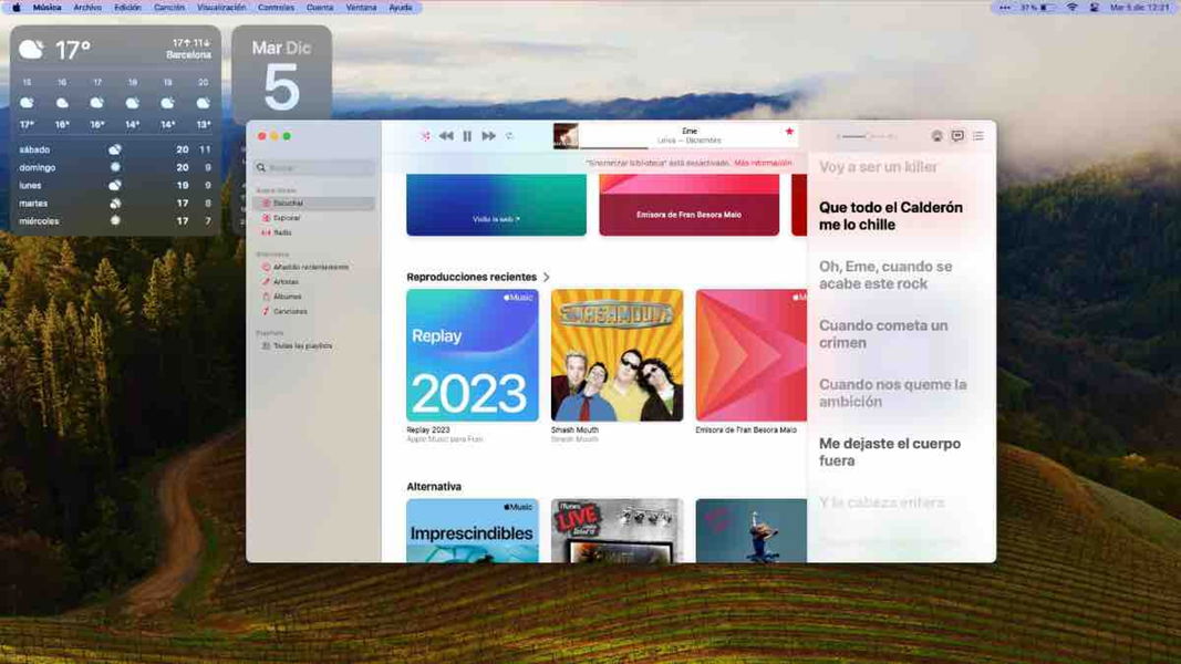 Vista karaoke de Apple Music en el Mac: este es el comando que la activa