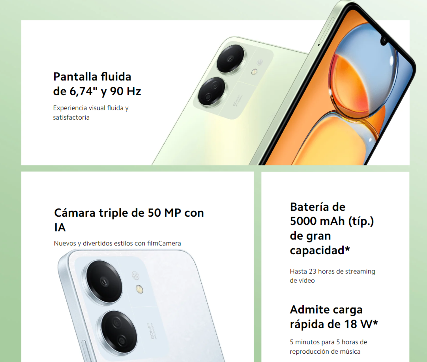Xiaomi Redmi 13C - Smartphone de 8+256GB, Pantalla de 6,74 LCD a