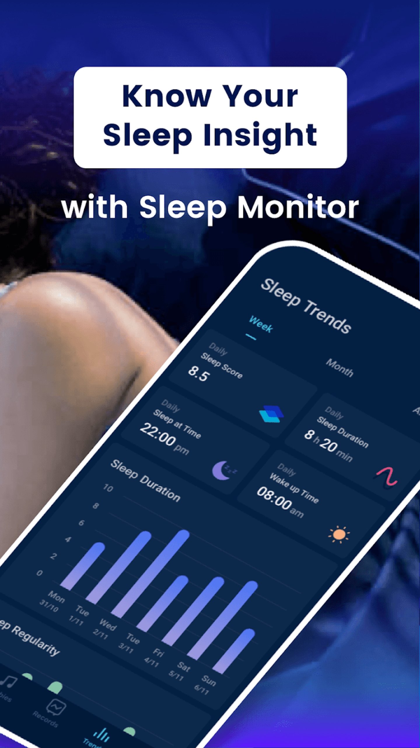 Pantalla de la app Sleep Monitor