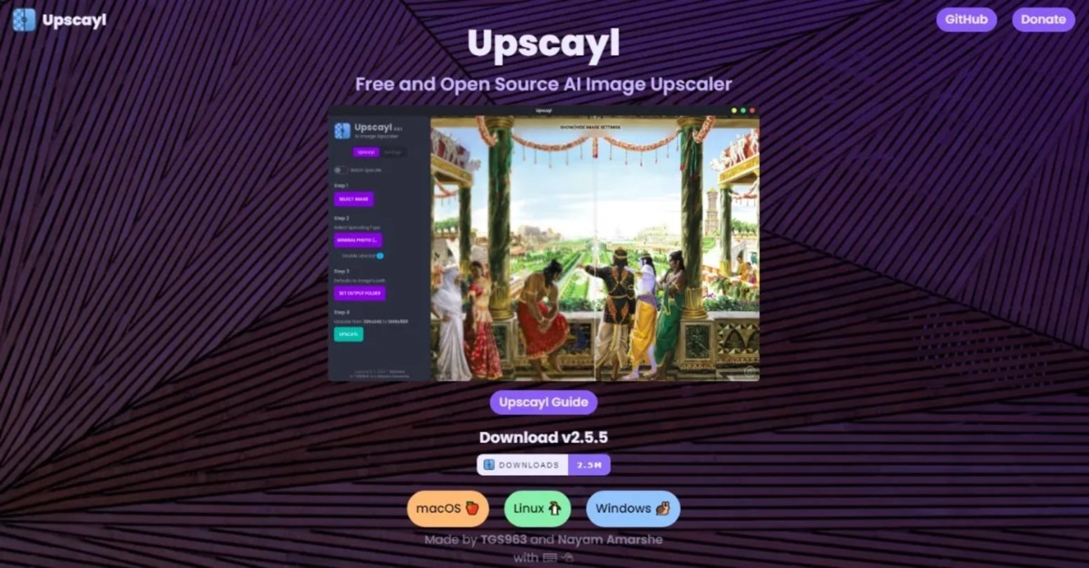 Pantalla de inicio de la app Upscayl.