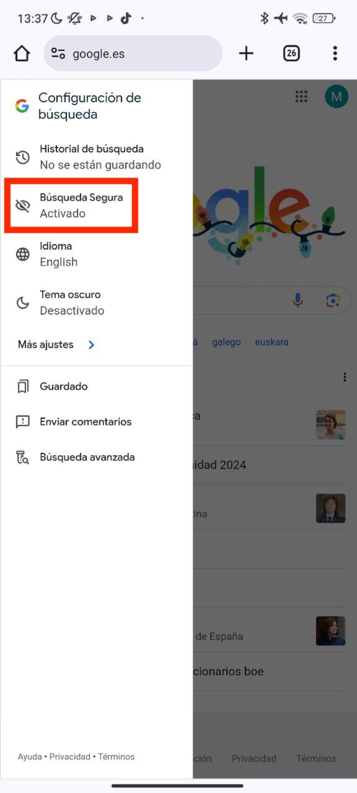 Cómo activar y desactivar la búsqueda segura de Google