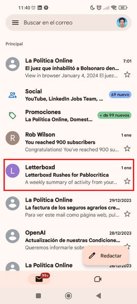 Cómo seleccionar todos los correos de Gmail