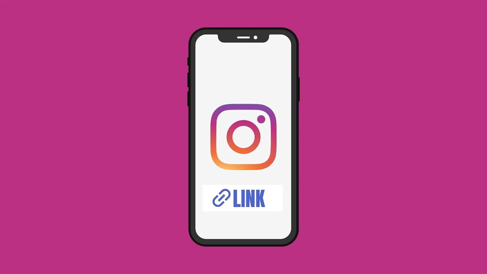 Móvil con el icono de Instagram y un link