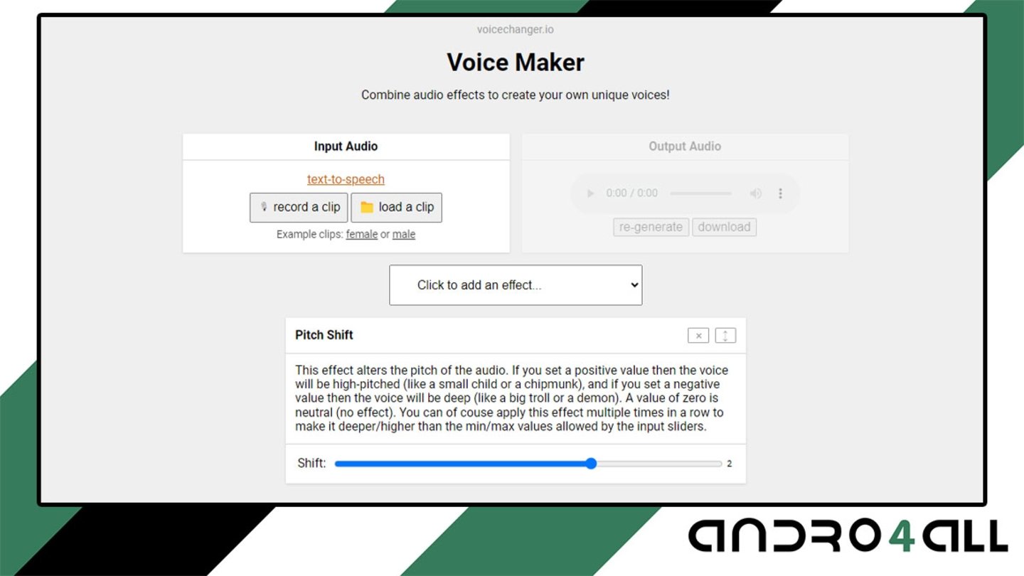 Voice Maker pagina web en la que puede usarse Autotune gratis