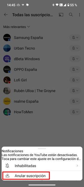 Cómo eliminar todas las suscripciones a canales de YouTube de una sola vez