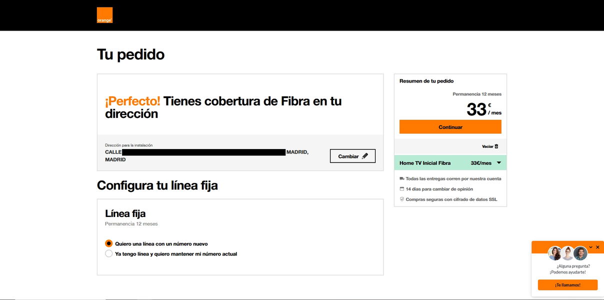 Comprobar cobertura de fibra Orange