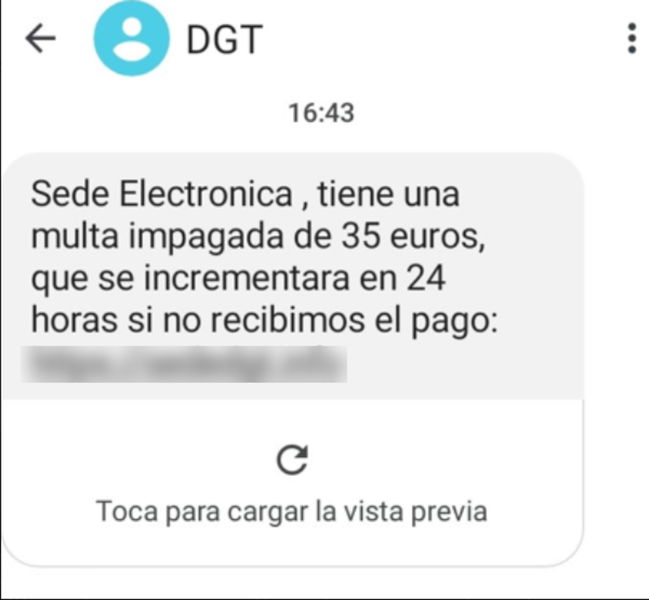 Este SMS no es la de DGT, es una estafa