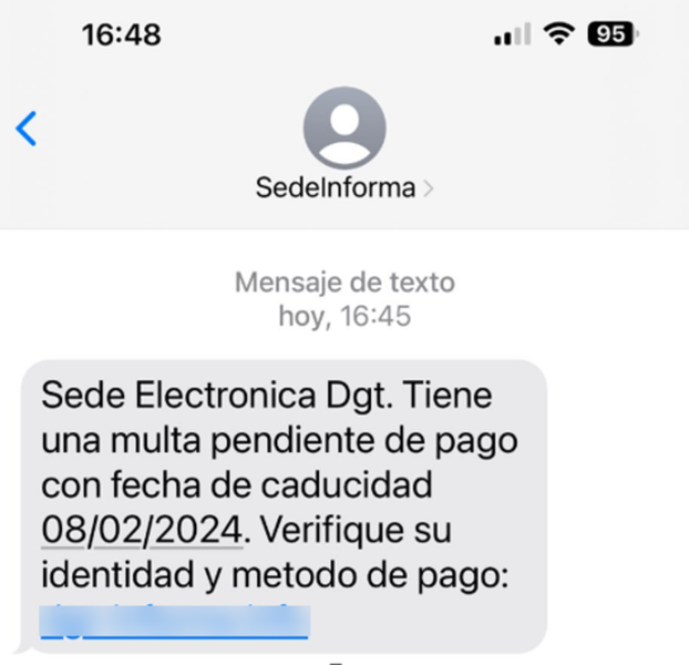 Este SMS no es la de DGT, es una estafa