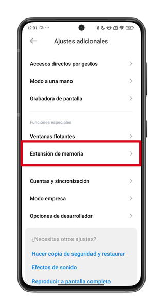 Extensión de memoria en un móvil Xiaomi