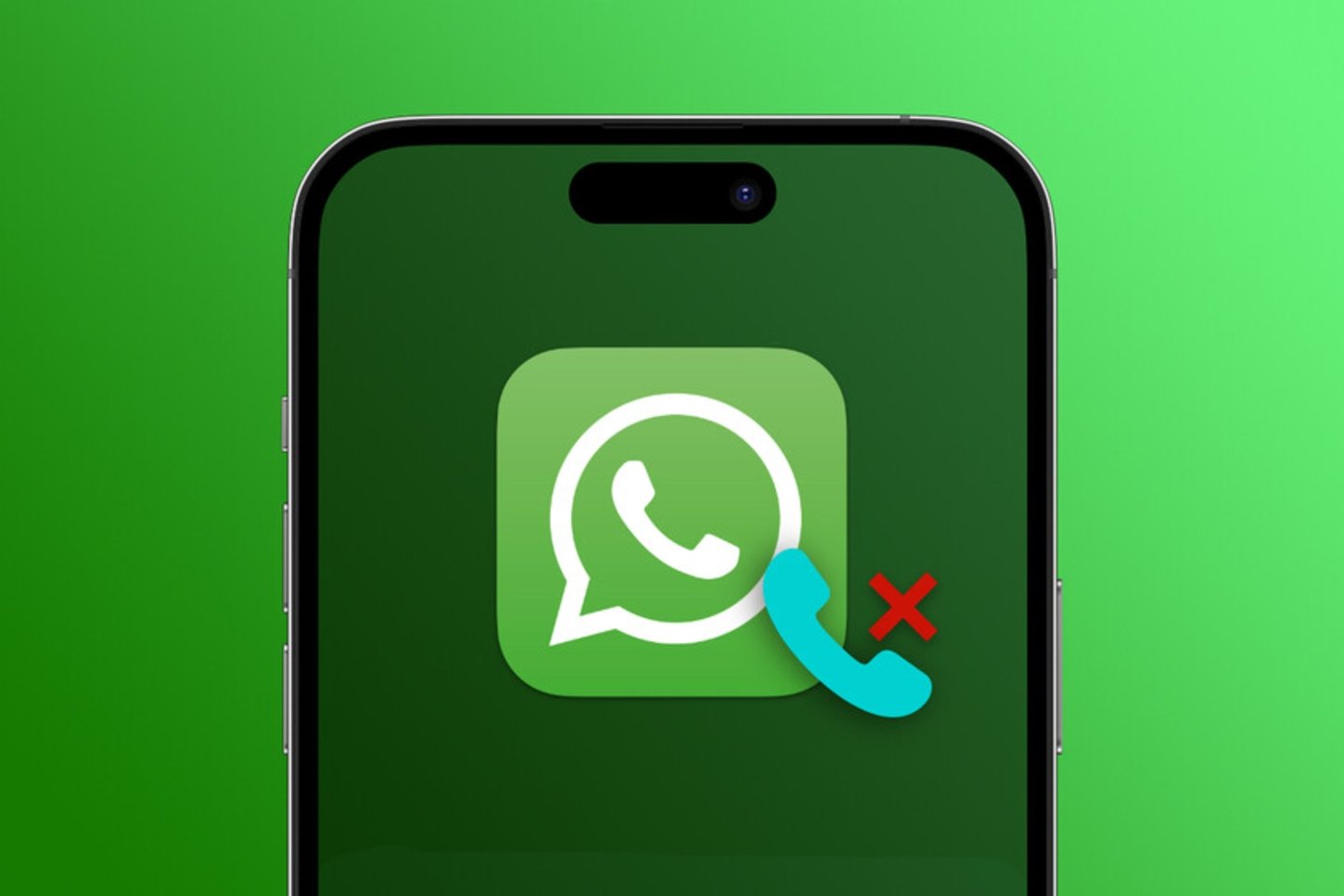 iPhone con el logotipo de WhatsApp y una llamada rechazada.