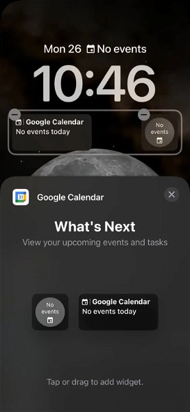 Widget Google Calendar en pantalla de bloqueo de iPhone