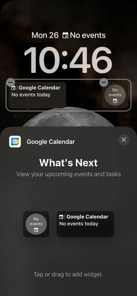 Widget Google Calendar en pantalla de bloqueo de iPhone