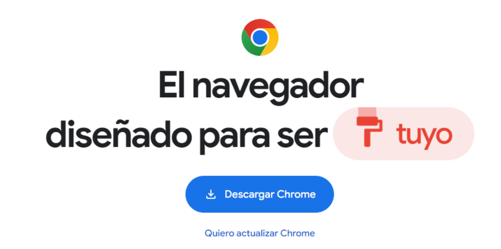 Página para actualizar Chrome