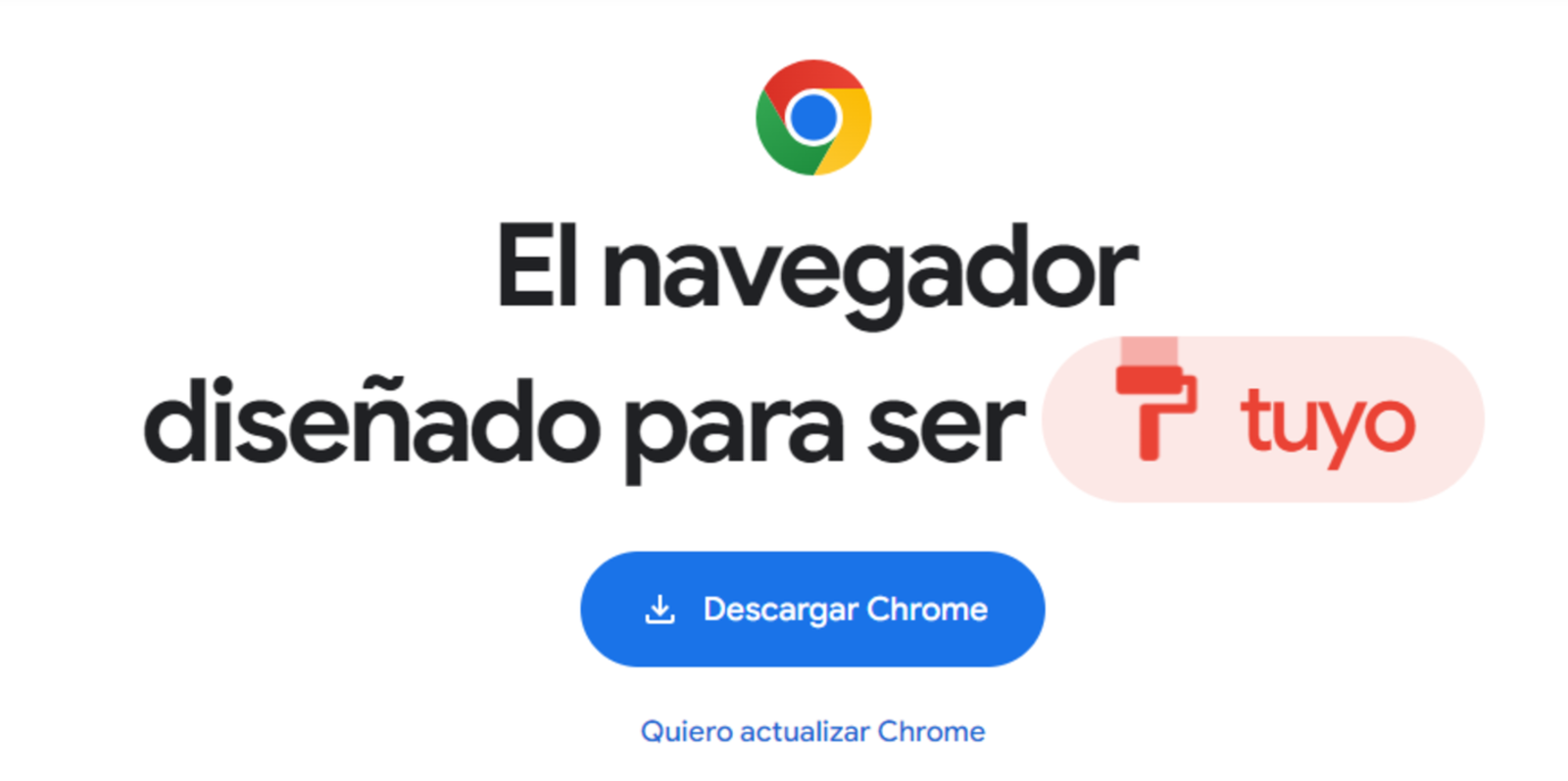 Página para actualizar Chrome