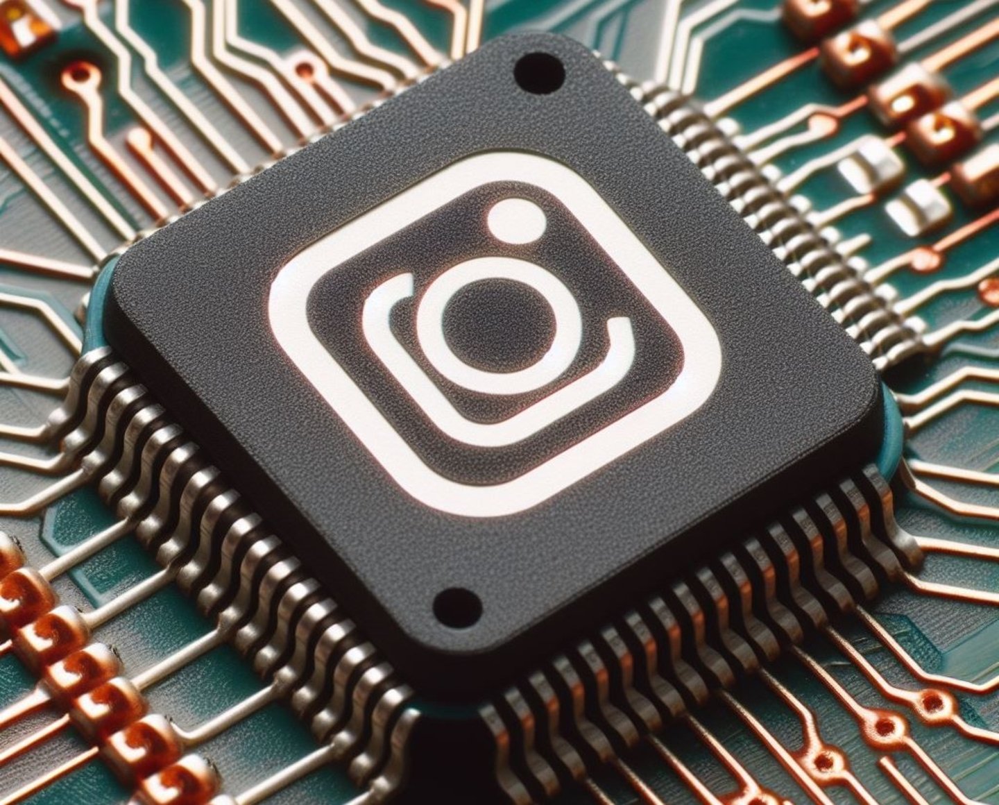 Microchip con el logotipo de Instagram