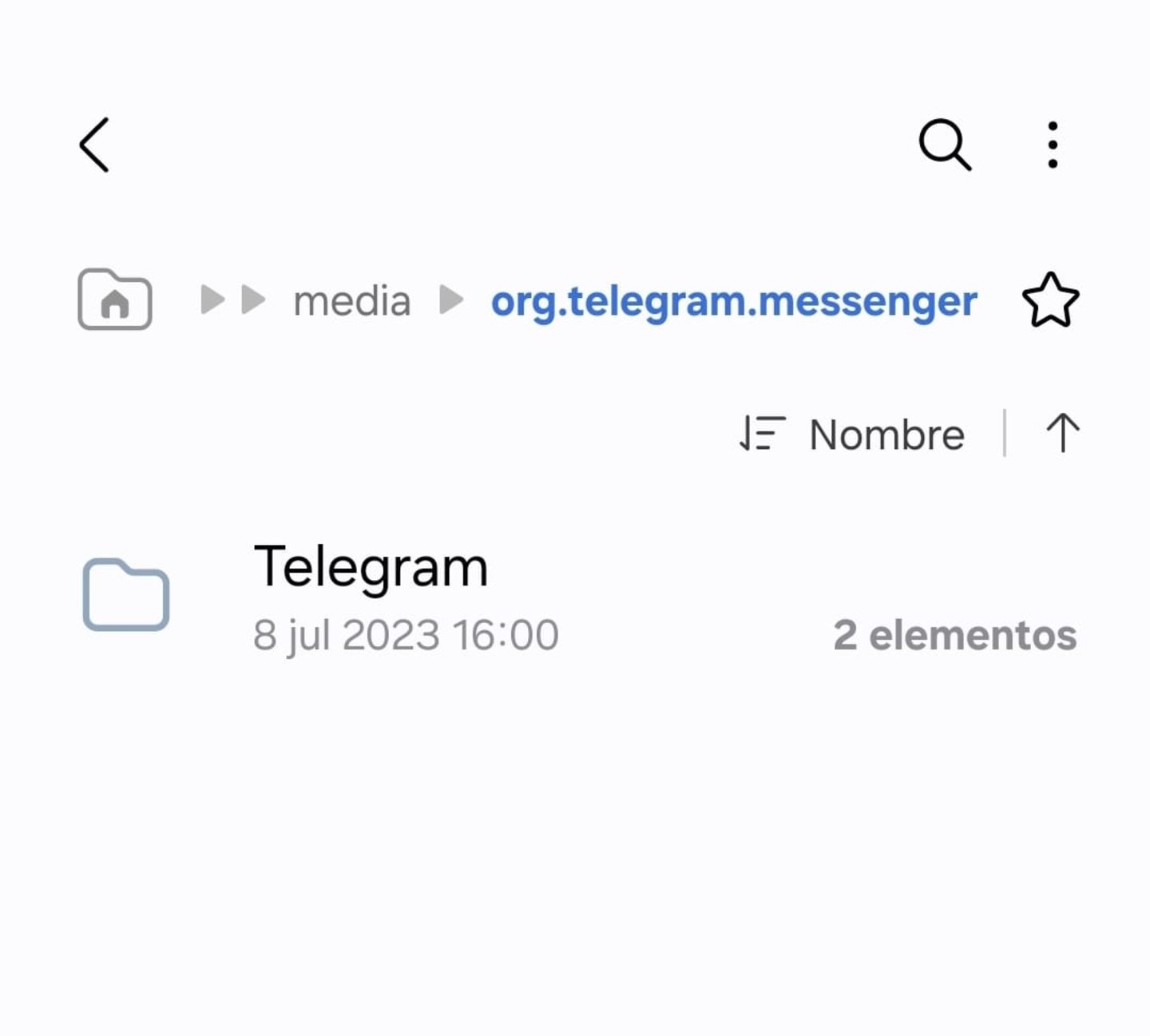 Carpeta de descargas de Telegram
