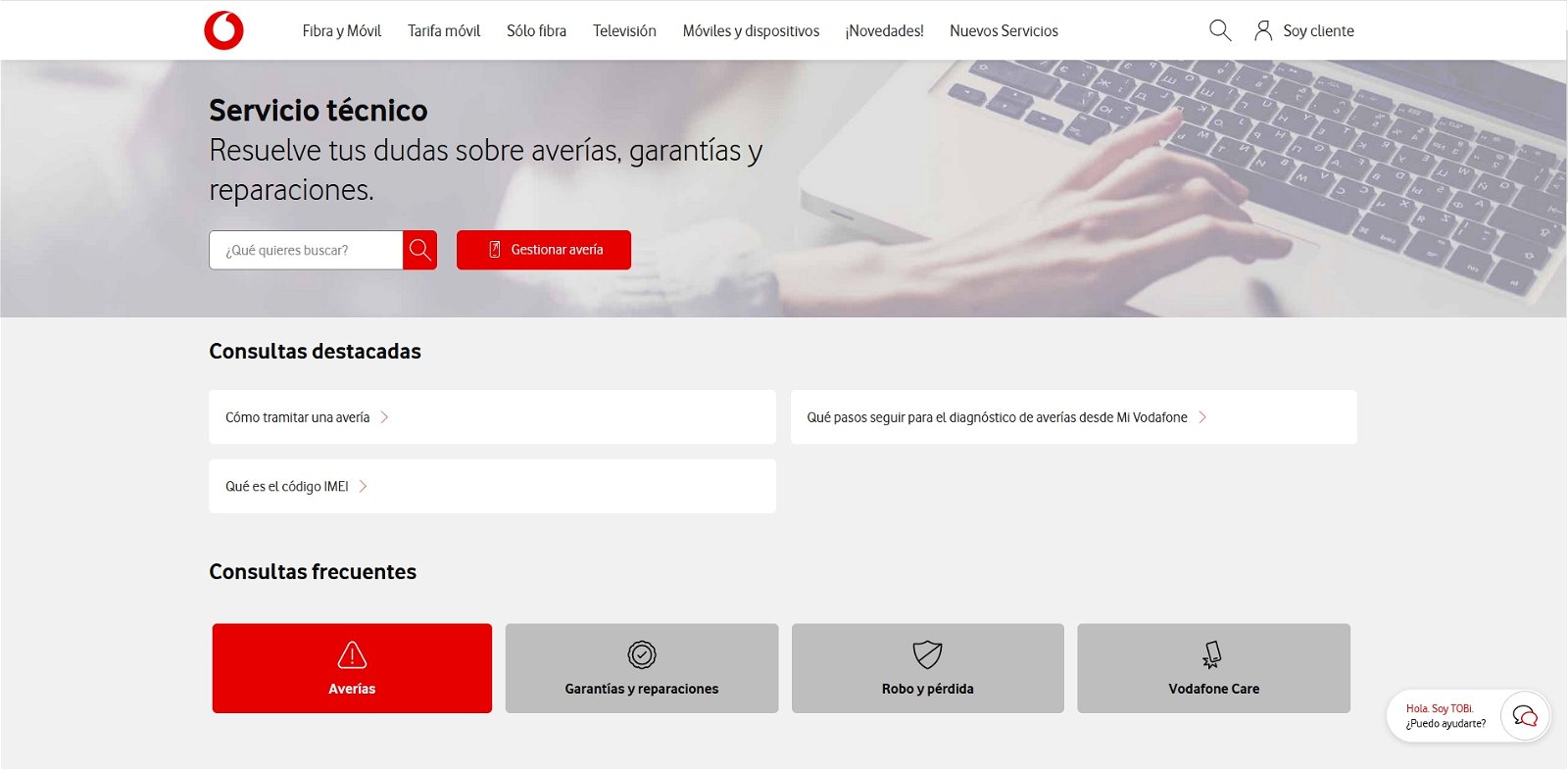 Cómo contactar con el servicio técnico de Vodafone en su web