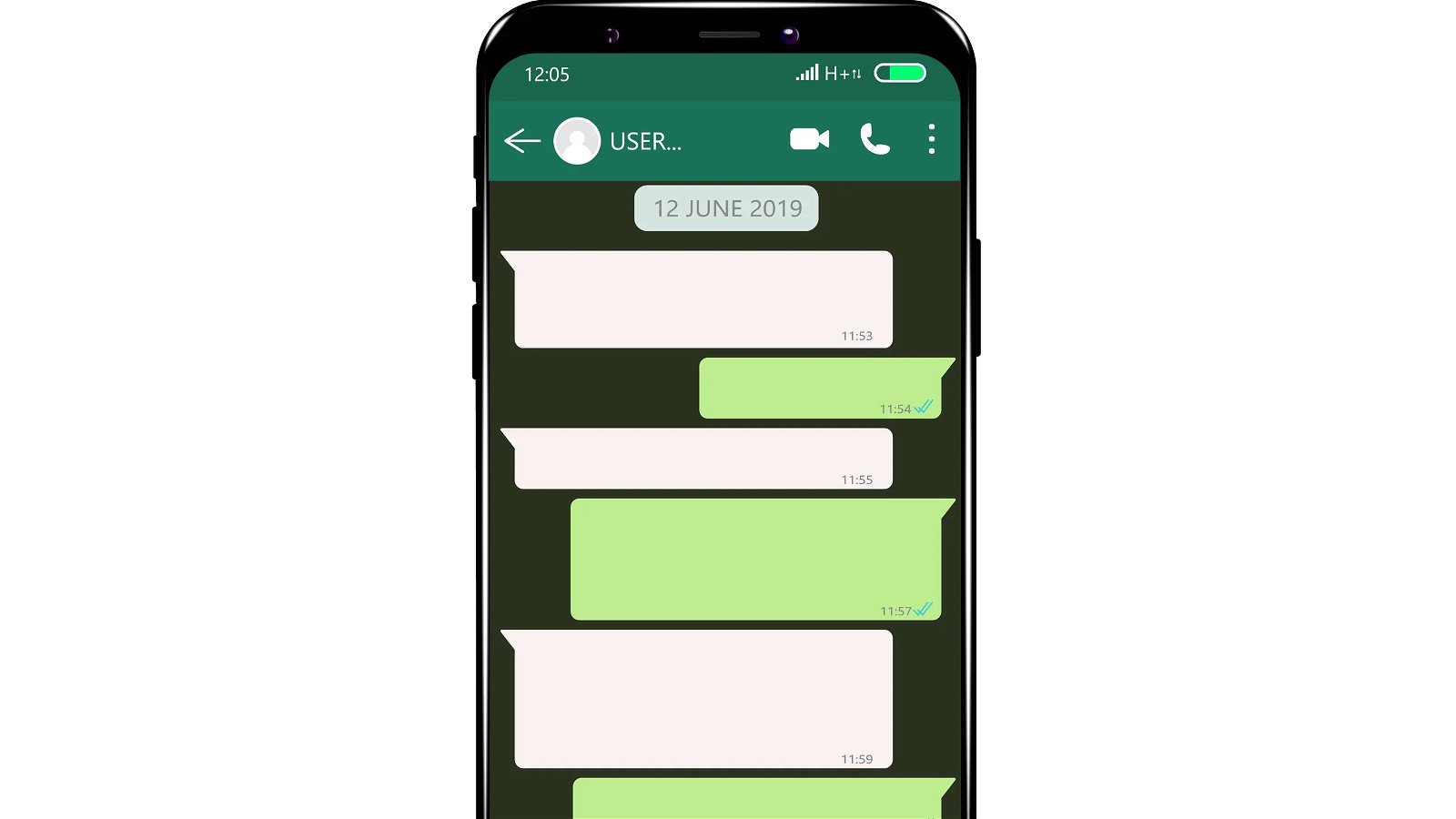 Móvil con un chat de WhatsApp abierto