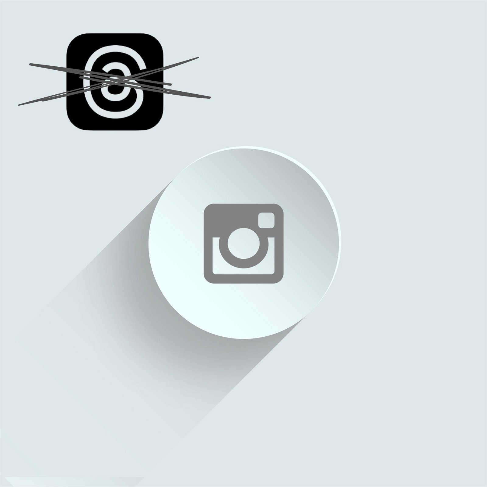 Logo de Instagram y logo de Threads tachado