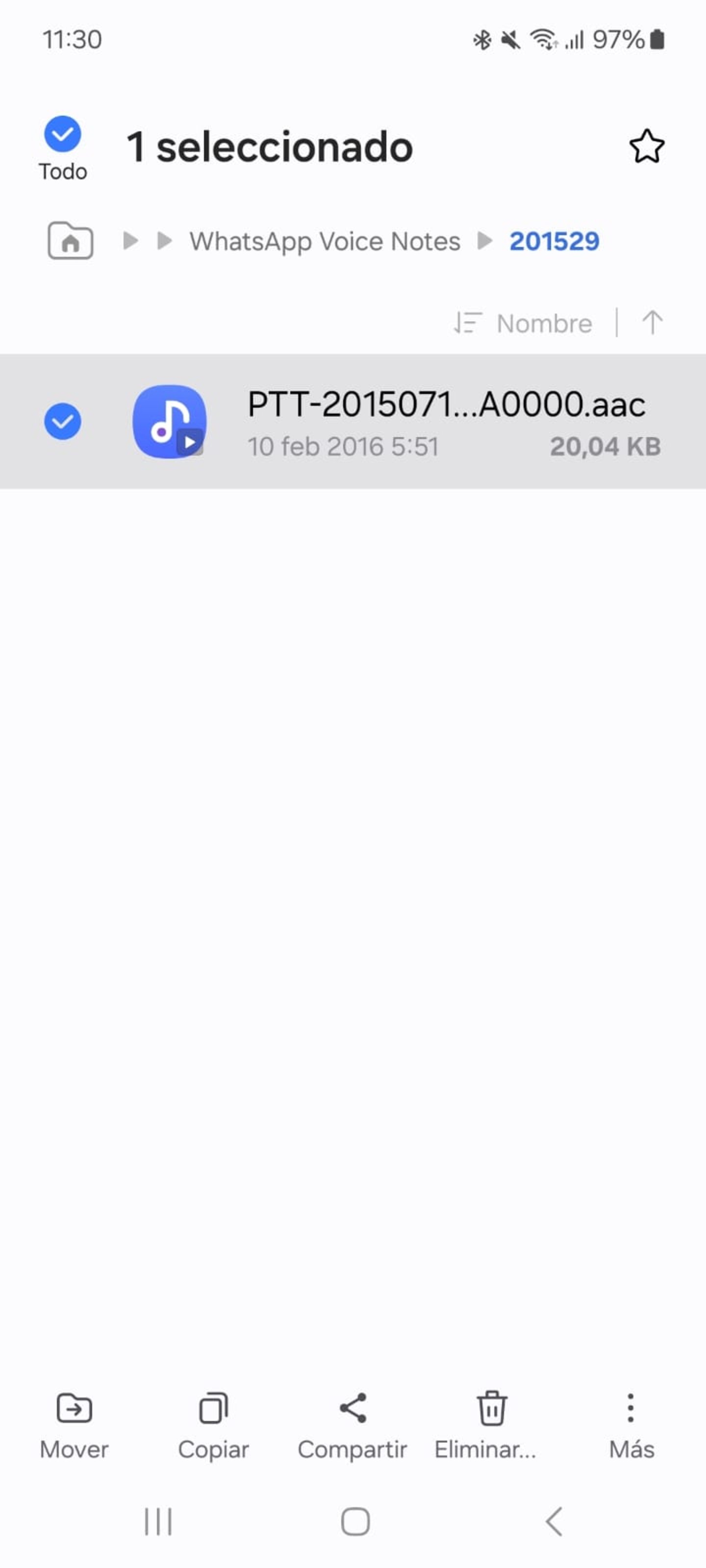 Eliminar audio de WhatsApp desde la carpeta de archivos