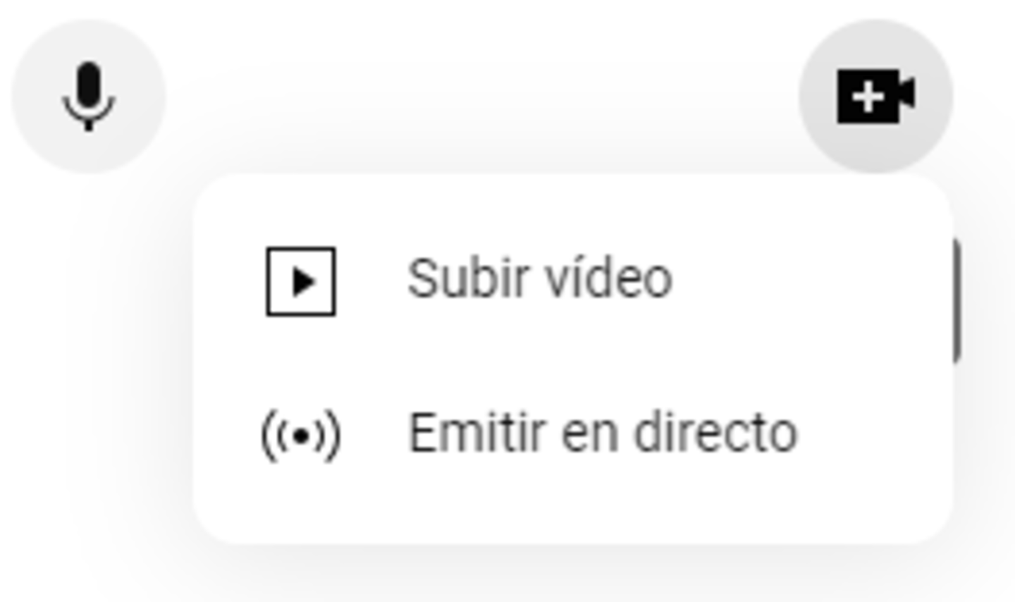Botón para subir un vídeo a YouTube