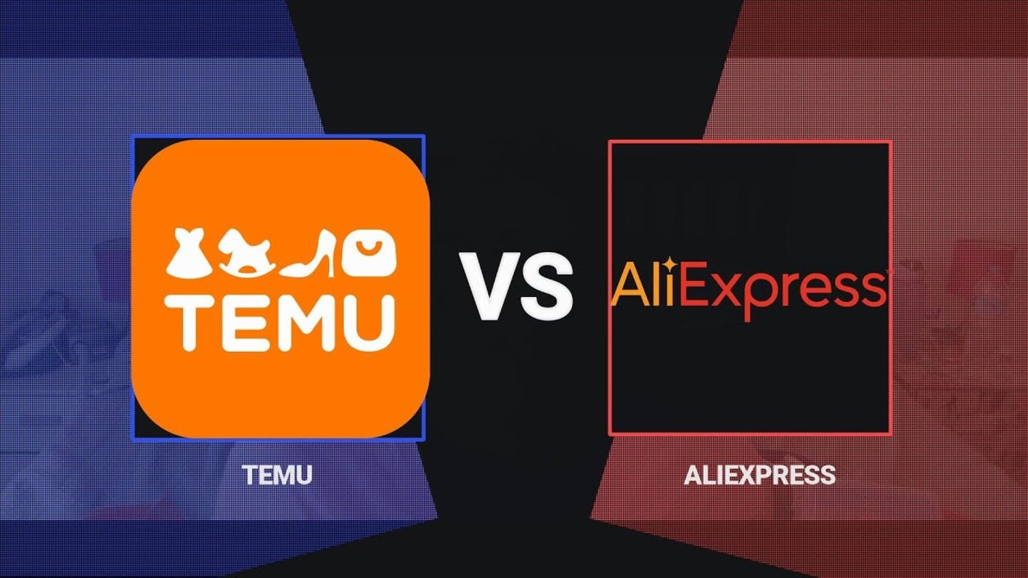 Logotipos de Temu y Aliexpress enfrentados