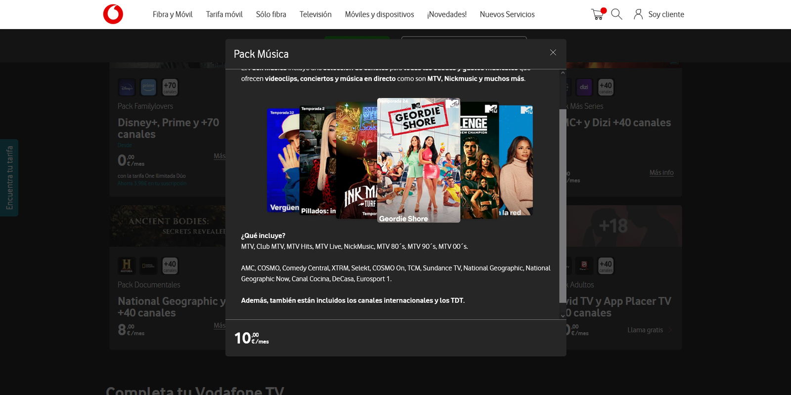 Vodafone TV dice adiós a esta importante suscripción en uno de sus principales packs