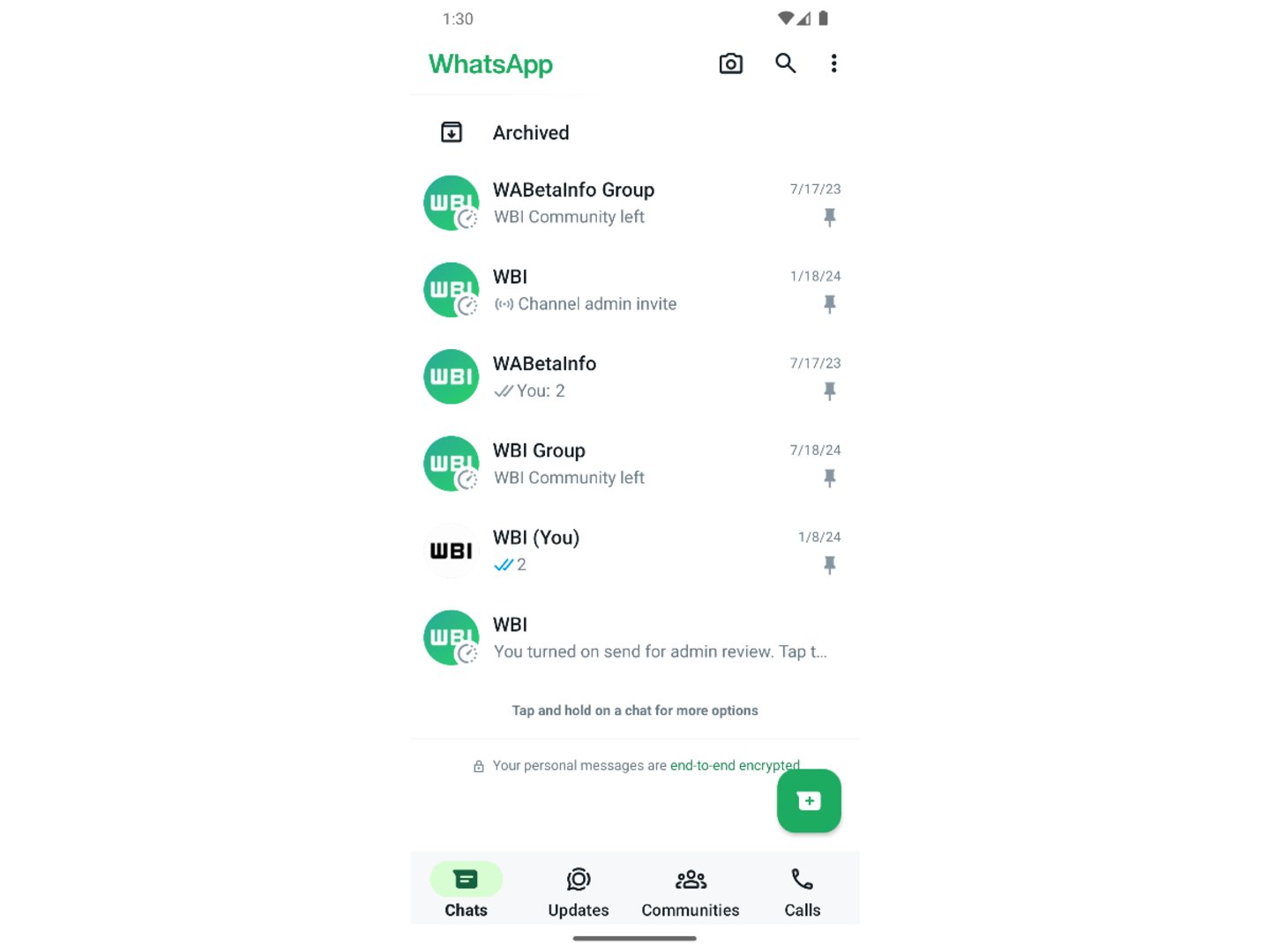 WhatsApp dejará fijar más de tres chats en Android