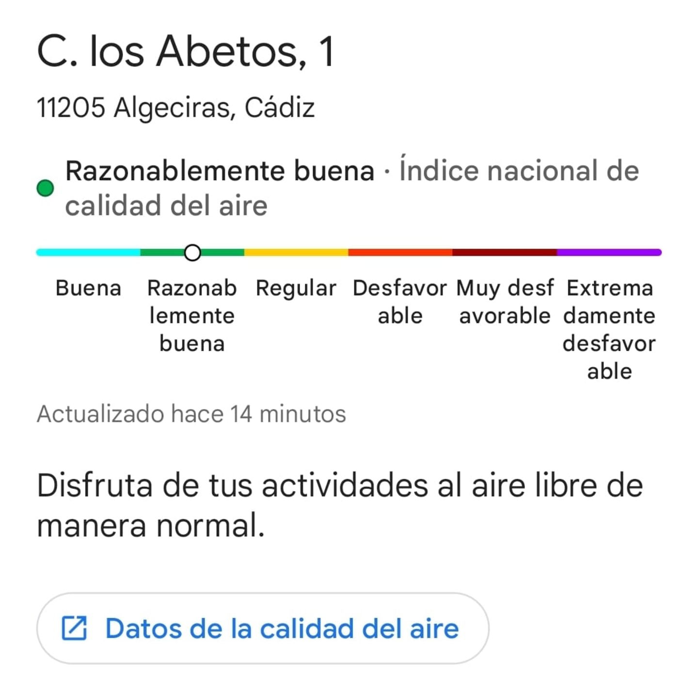 Información sobre la calidad del aire en Google Maps