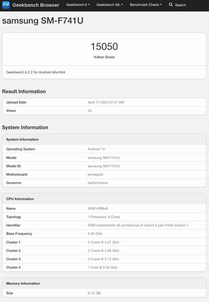 El Samsung Galaxy Z Flip6 pasa por Geekbench y obtiene una puntuación similar a la del Galaxy S24 Ultra