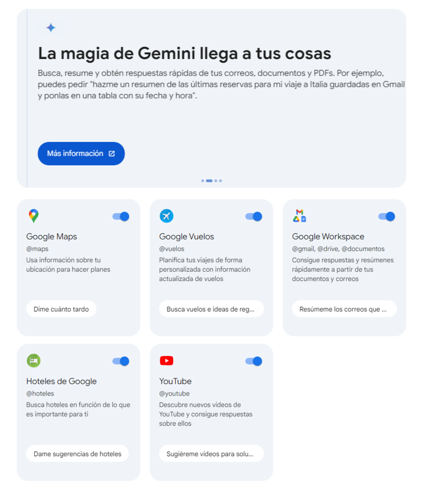 Gemini mejora en España llegan las extensiones y la app de Android para todos