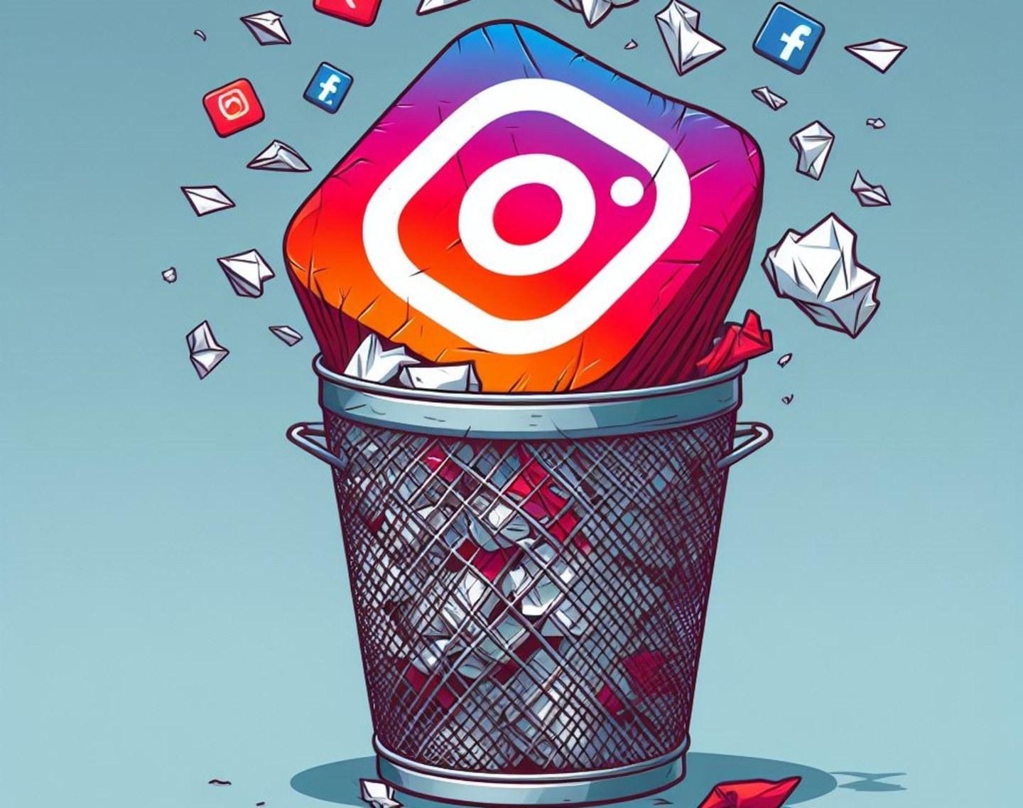 Logotipo de Instagram tirado a la basura