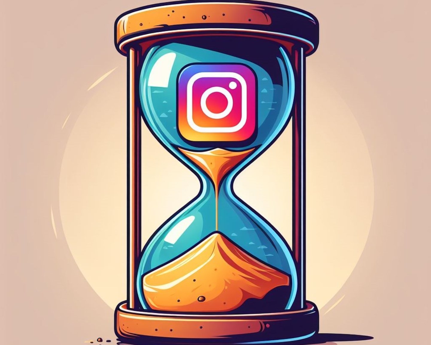 Logotipo de Instagram dentro de un reloj de arena