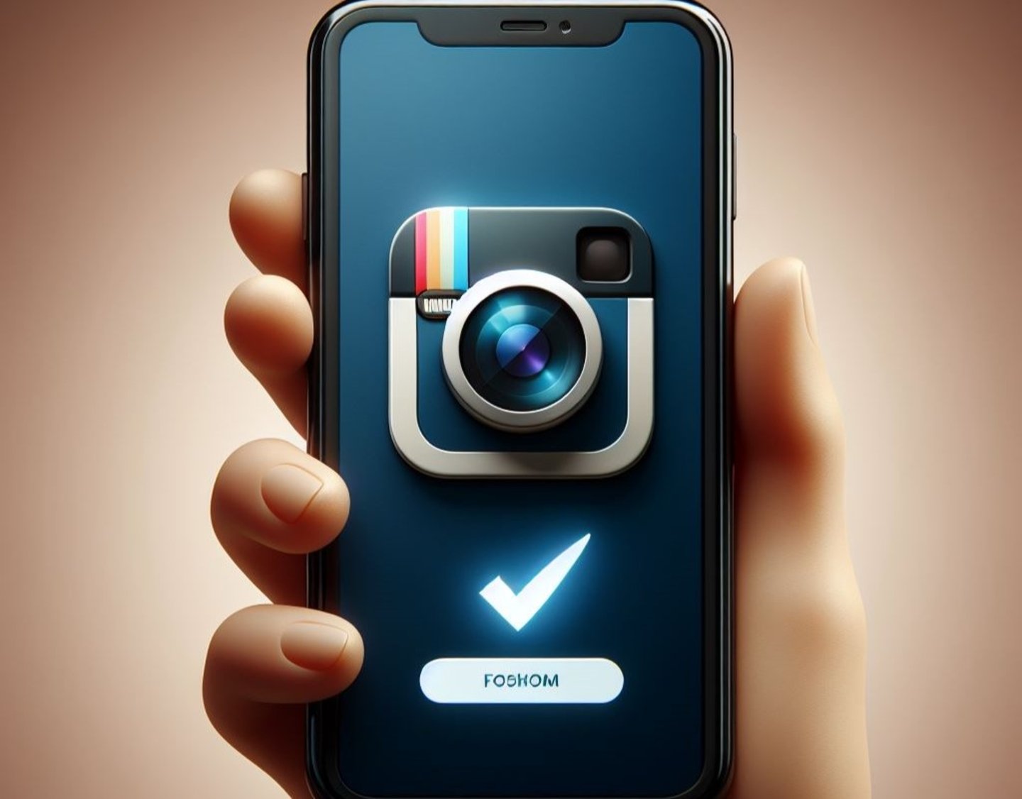 Móvil con el logotipo de Instagram y un tick de visto