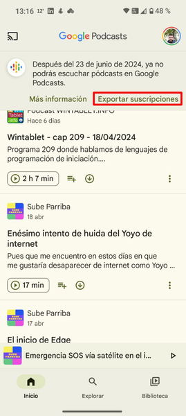 Cómo exportar todos tus podcasts de Google Podcasts a YouTube Music o a cualquier otra plataforma