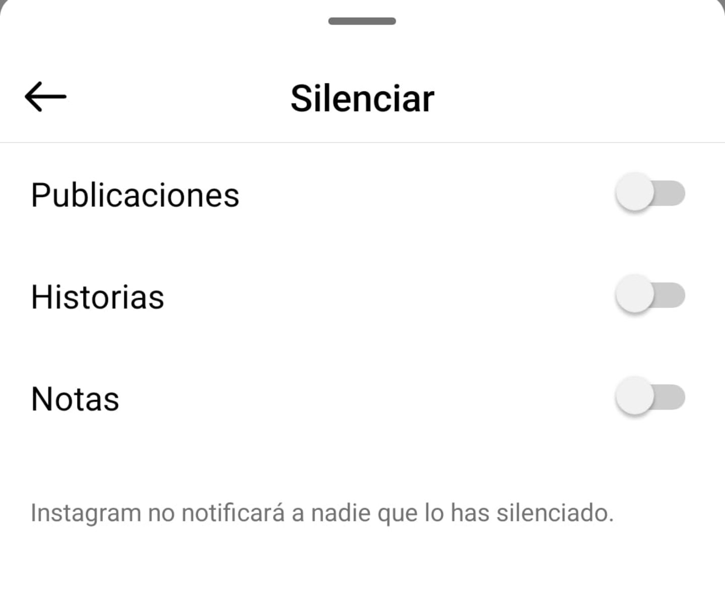 Diferentes opciones para silenciar a un usuario en Instagram