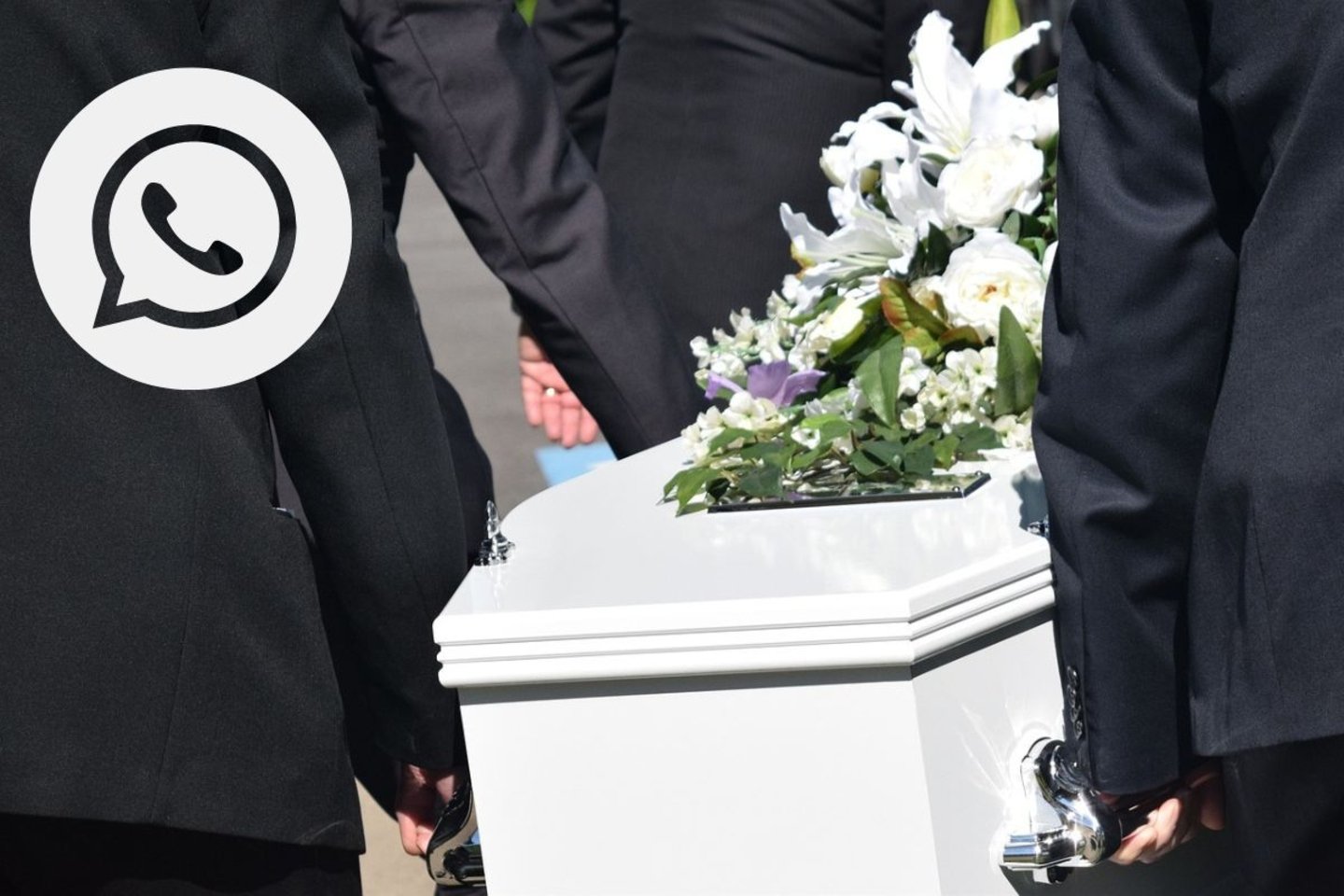 Logotipo de WhatsApp en una imagen de un entierro