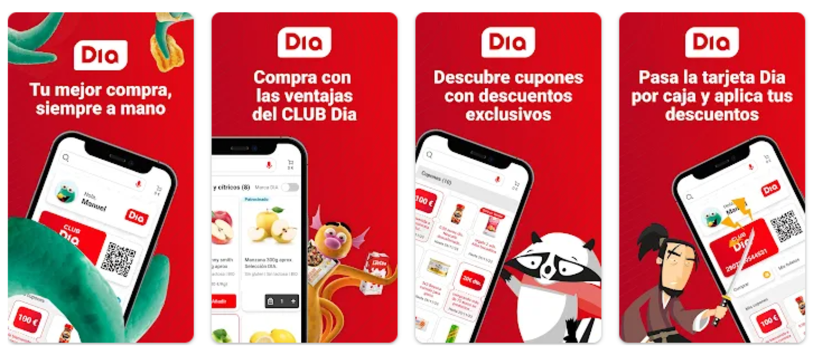 Imágenes de la aplicación de supermercados Día