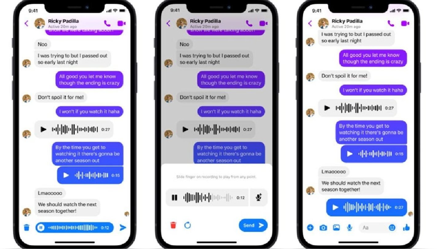 Conversación de Facebook Messenger con mensajes de audio