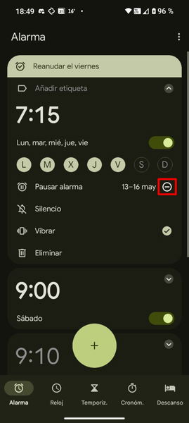 Como pausar una alarma en cualquier móvil Android