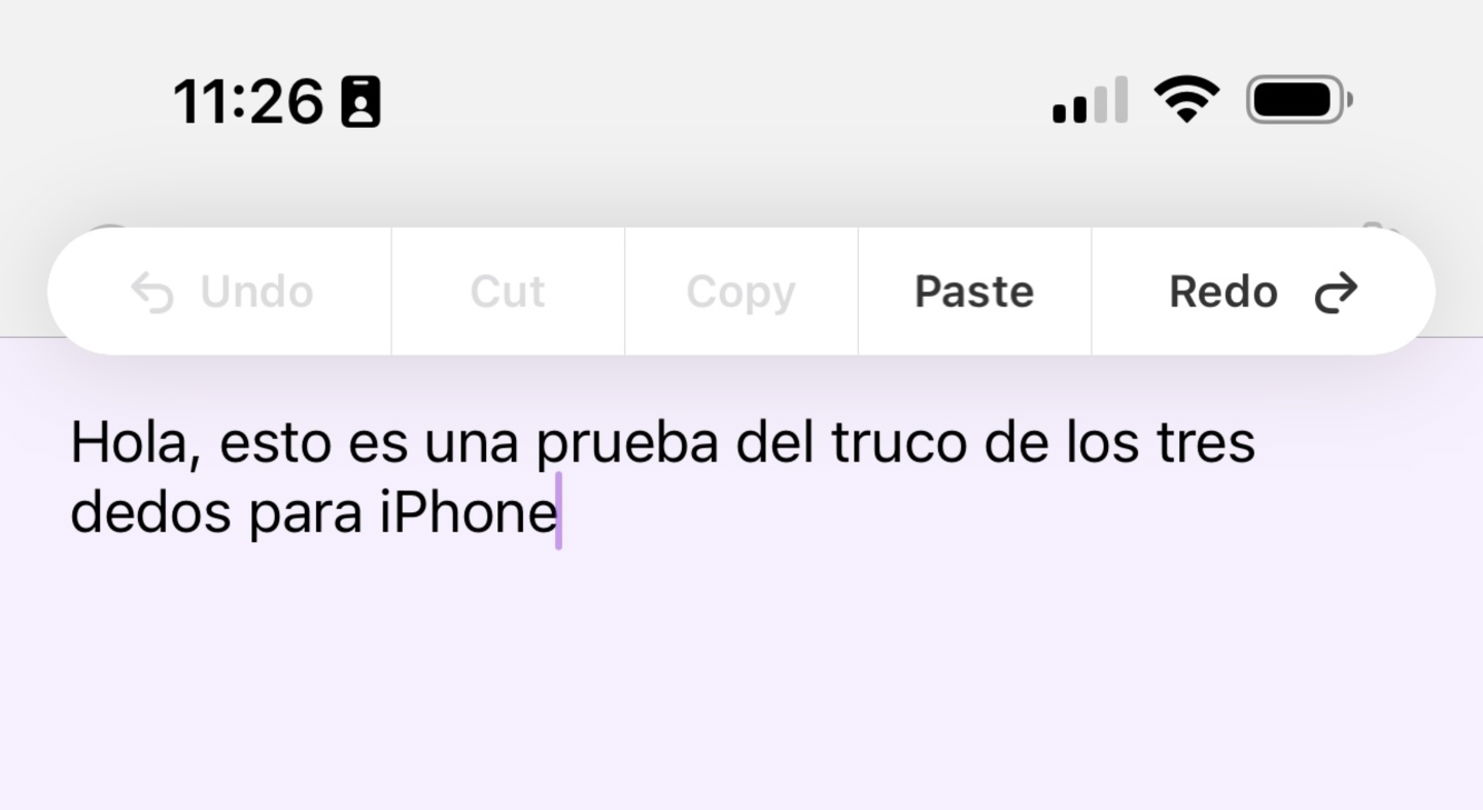 Ejemplo del truco de los tres dedos